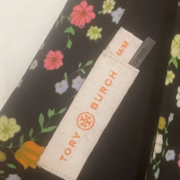 Vintage NWOT Tory Burch Black Floral Midi Dress Size M - Picture 3 of 4